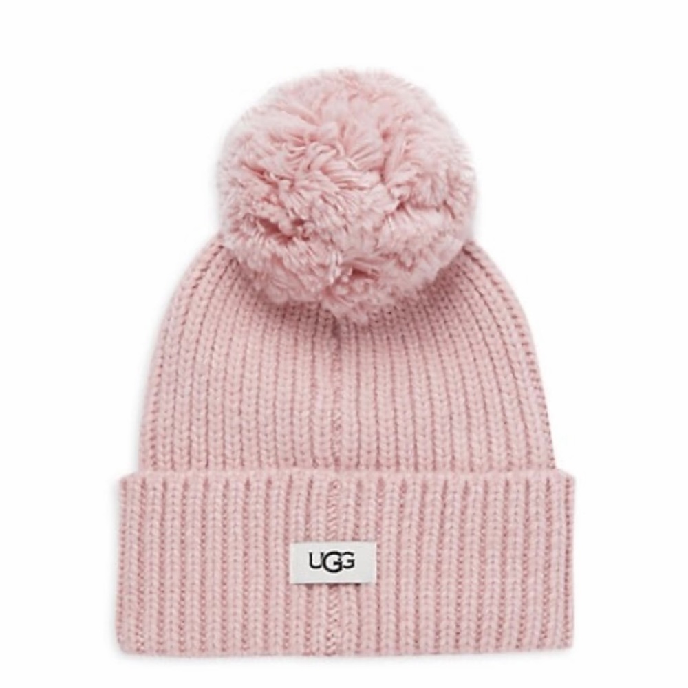 UGG Rib-knit &Faux Fur Pom-Pom Beanie